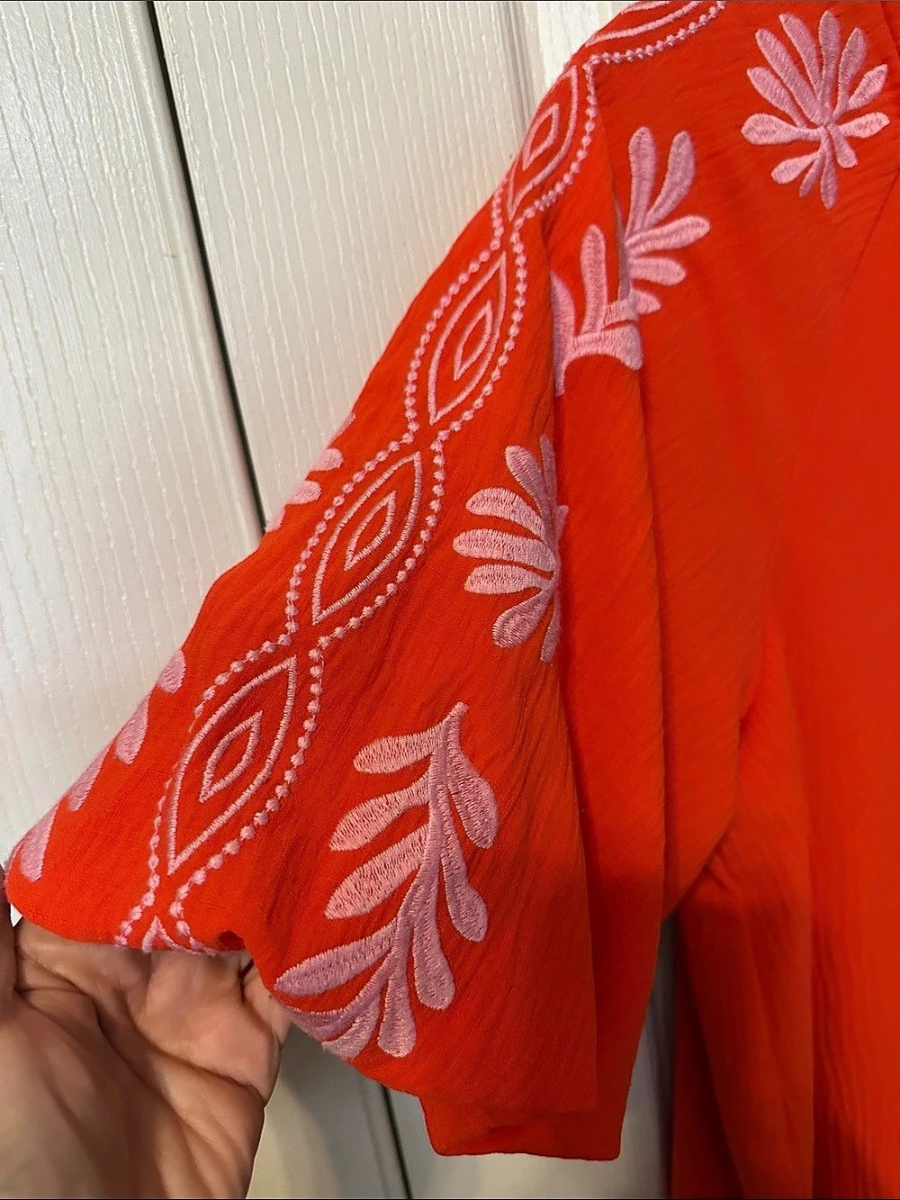 THML Orange with Pink Floral Embroidered Blouse in Women’s Size Medium - Picture 7 of 8